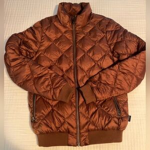 Patagonia Prow Worn Wear Quilted Moccasin Brown Puffer Bomber Jacket